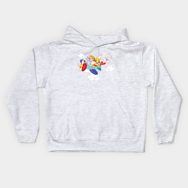 animals flying together Kids Hoodie by adamanartwork